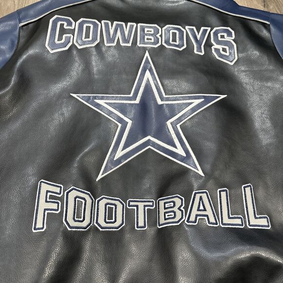 Dallas Cowboys Jacket Mens XL Vintage Black Faux Leather, G-III Bomber NFL - Picture 3 of 12